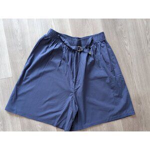 VTG Crescent Bay Navy Blue Elastic Waist Shorts Belted Detail Gold Buckle 22 USA